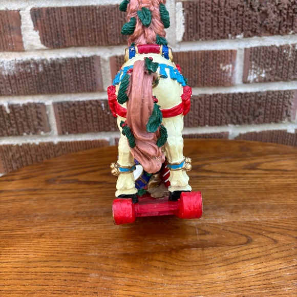 Christmas Holiday Resin Rocking Horse with gifts doll Teddy Bear - Picture 6 of 9